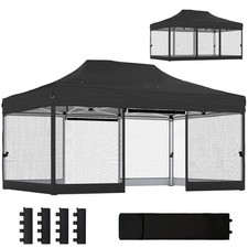 Outsunny 3 x 4.5 m Pop Up Gazebo with Mesh, Heavy Duty Party Tent Marquee