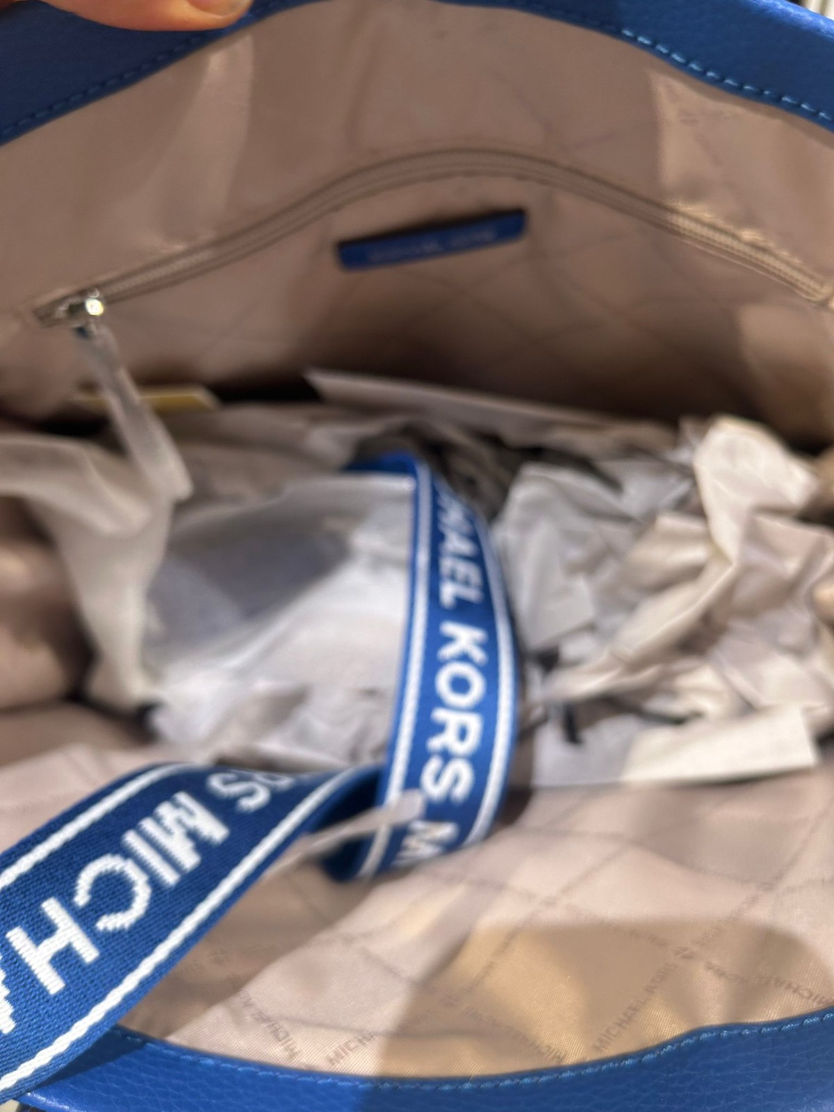 Michael Kors Mirella Medium Crossbody Tote Bag Purse Leather Blue Shoulder Lady thumbnail 9