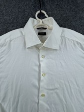 Eton Twill Wrinkle Free Cotton 18 White Shirt Long Sleeve Button Up Work Men