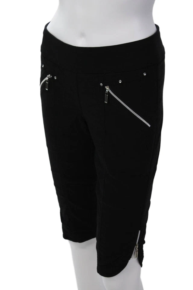 Jamie Sadock Womens Silver Toned Hardware Stud Detail Shorts Black Size 2 - Image 2 of 4