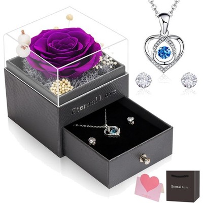 Handgefertigte Ewige Rose in Luxus Geschenkbox - Romantisches Schmuckset für ...