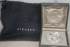 STEUBEN ART GLASS FROG IN ORIGINAL BOX AND BAG PAPERWEIGHT