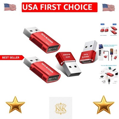 Travel-Ready 4-Pack USB Data Blocker - Safe, Fast Charging in Red Glossy Finish
