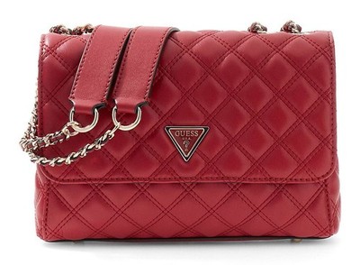 GUESS Giully II Compound Convertible Flap Bag Umhängetasche Tasche Dark Cherry