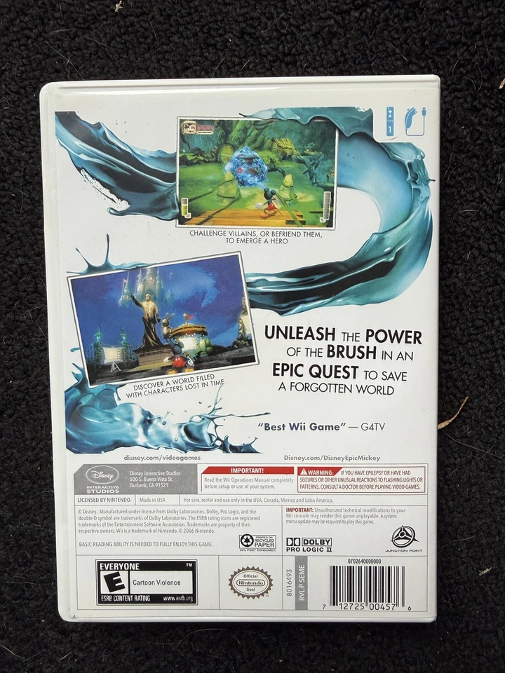 Lote Epic Mickey 1 y 2 Wii + Paquete de varita de pincel sellado Power of Two y sellado Foto 4 de 4