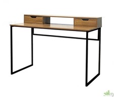 SCRIVANIA SCRITTOIO 120x60x95 CM LEGNO QUERCIA METALLO STILE INDUSTRIAL