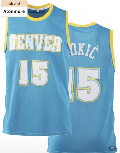 New Nikola Jokic 15 Blue Basketball Jersey Size Men's Large Stitched