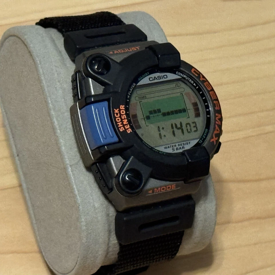 Orologio digitale Casio Cyber Max JG-300 Punch Force gioco raro vintage raro Cybermax - Immagine 4 di 4