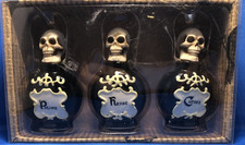 Halloween Witch Jars Potions, Hexes, Curses With skull Tops Set of 3 Super Cool