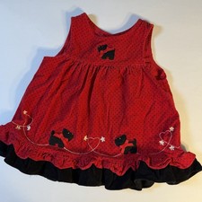 Rare Too Scottie Dog Red Corduroy Dress 18 Month Baby Jumper Polka Dots Vintage