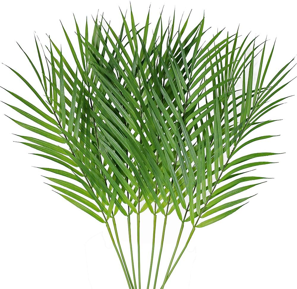 8 Pcs Artificial Areca Palm Leaves for Tropical Decor