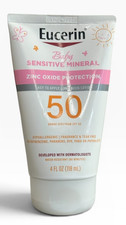 Eucerin Baby Sensitive Mineral Sunscreen SPF 50 Zinc Oxide 4oz Exp 4/27