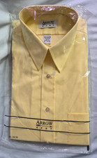 Vintage Arrow Kent Dress Shirt Yellow 16 34/35 Deadstock NIP Long Sleeve USA