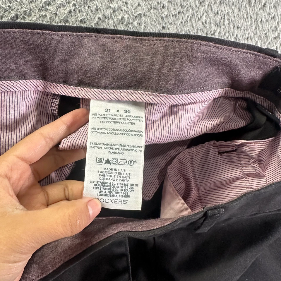 Pantalón Dockers Para Hombre 31x30 Negro Poliéster Chino Preppy Recto Elástico Negocios Foto 4 de 4