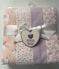 NWT Parents Choice Baby Receiving Blankets 30'' X 30'' Baby Girl 4-pack