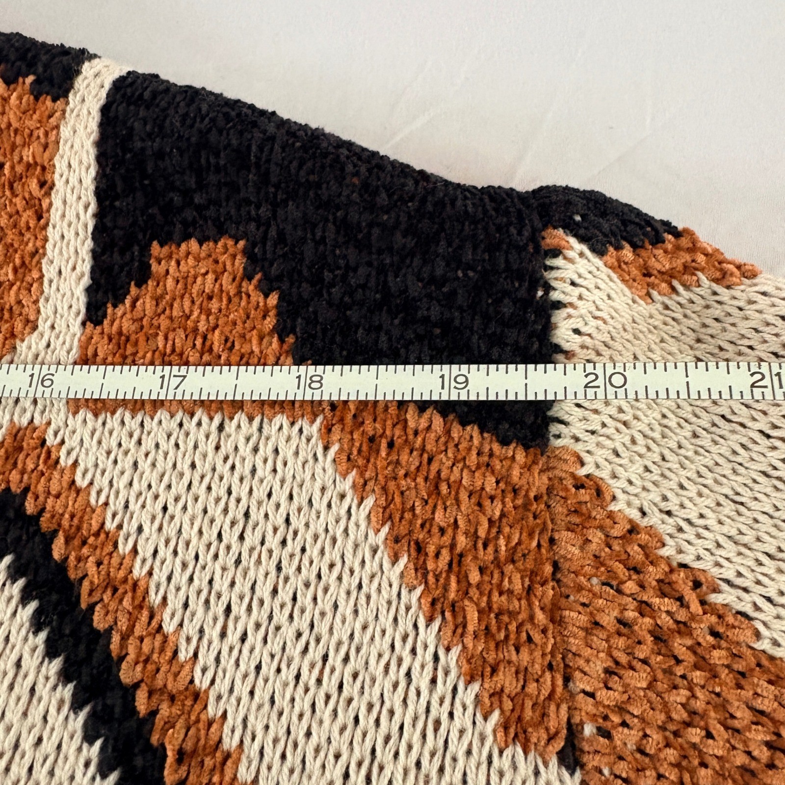 Marled Geometric Pattern Open Front Knit Cardigan… - image 8