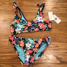 Raisins Girls 2 Pc Vacation Bikini Swimsuit Size 10. Removable Cups.