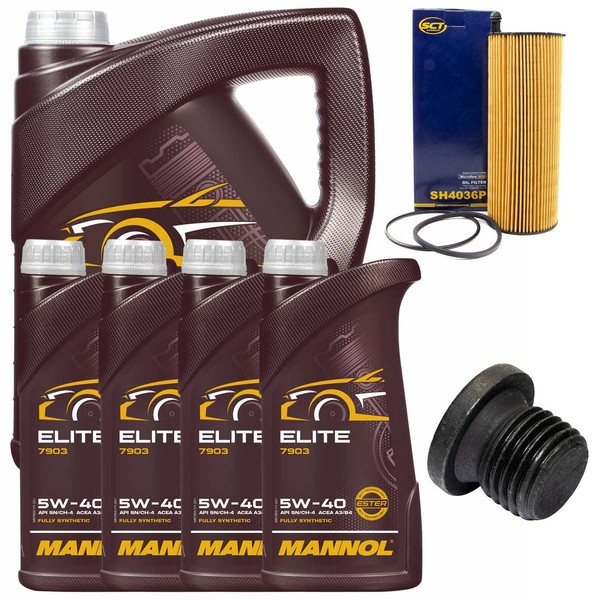 MotoröL Filter Set Mannol Elite 5W40 9 Liter + Schraube FüR Audi A6 A8 2.7 3.0-image