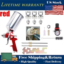Gravity Feed HVLP Paint Gun Kit 1.4/1.7/2.5mm Nozzles For Home & Car Painting US