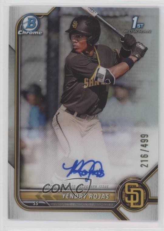 2022 Bowman Chrome Prospect Auto Refractor 216/499 Yendry Rojas #CPA-YR