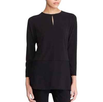 Lauren Ralph Lauren Top Women 2X Layered Slit Side Keyhole Neck Workwear Career