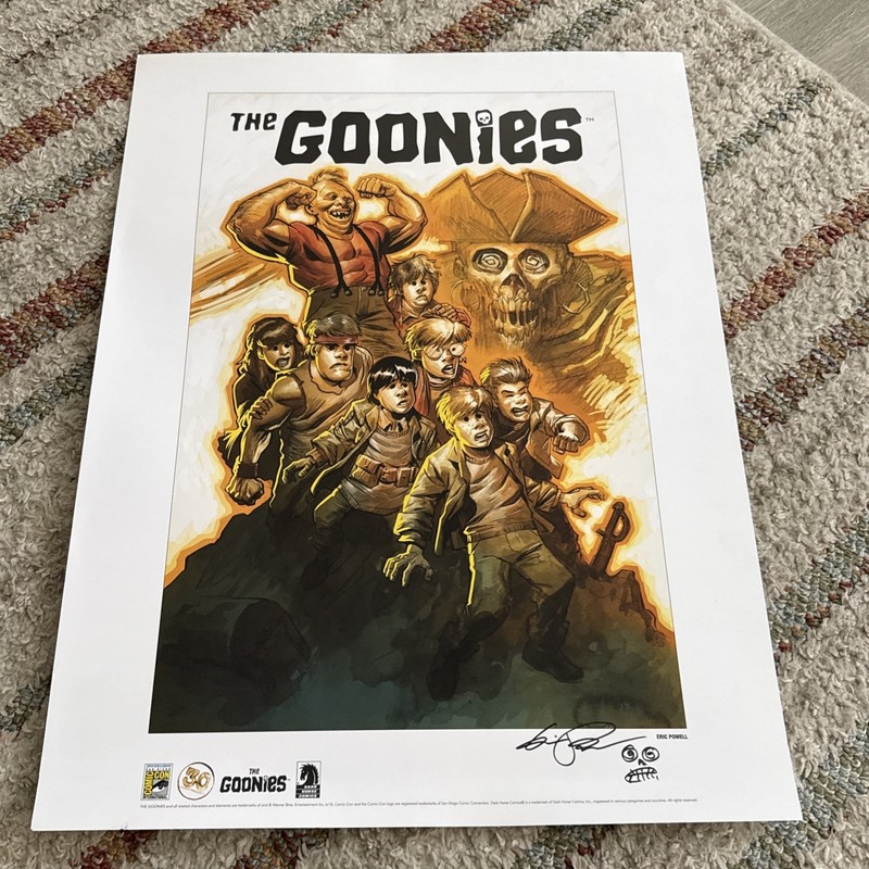 Signed Goonies Movie Litho 18X24” SDCC Sketch Artist Eric Powell Dark Horse