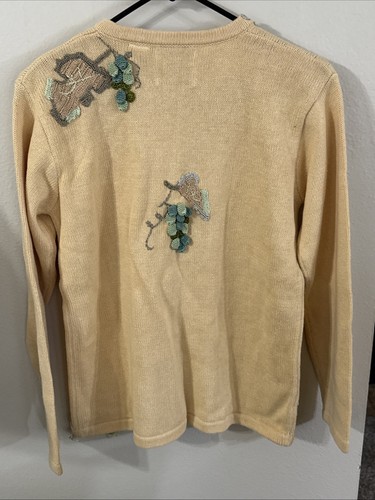 Maglione cardigan donna Storybook Knits taglia XS fiori gialli vintage anni 90 maglia 3D - Foto 6 di 6
