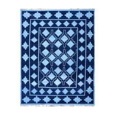 Handwoven Cotton Dhurrie Kilim Rug Color Blue Handmade Design Carpet Rug