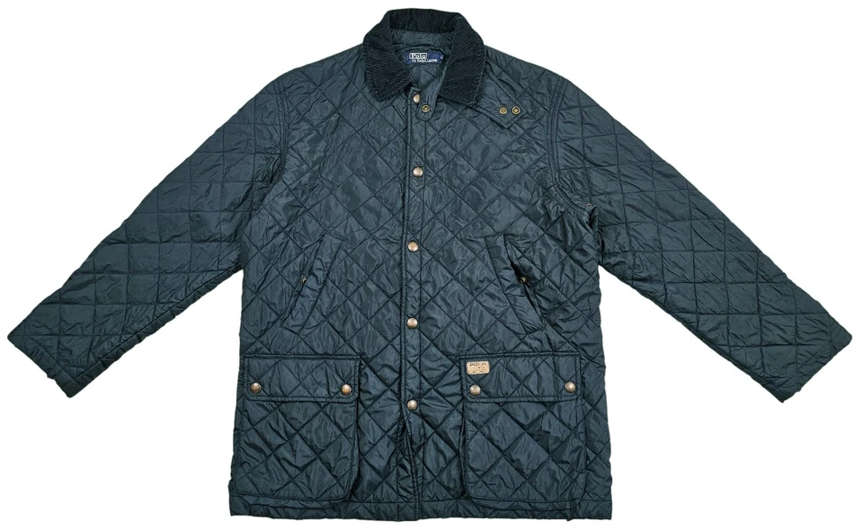 HOT VTG Men's POLO RALPH LAUREN SPORTS QUILT PARKA Corduroy Collar NAVY Jacket L - Image 2 of 4
