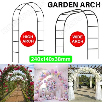 2.4m Metal Garden Arch Trellis Heavy Duty Rose Climbing Plants Outdoor Archway