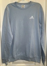 Adidas Men's Essentials Fleece Ribbed Hem & Cuffs Sweatshirt Light Blue Medium M