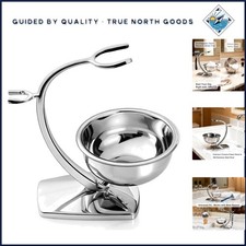 Rust-Resistant Shaving Bowl with Alloy Stand for a Refined Grooming Ritual