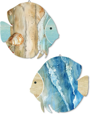 Wood Fish Wall Decor 2Pcs Rustic Beach House Wall Decor Coastal Lake Themed Home