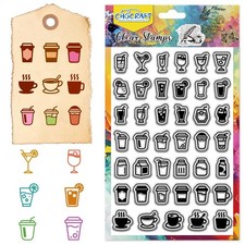 Drinks Icons Print Pattern Clear Stamps Coffee and Milk Sports Icons Transpar...