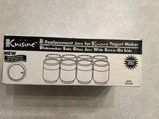Euro Cuisine GY2640 Glass 6 Oz Yogurt Jars for Homemade Yogurt 8 Jars-New IB