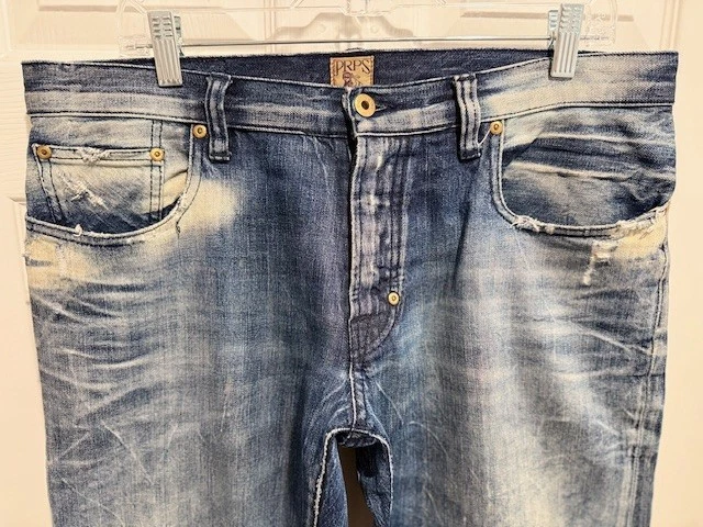 $398 PRPS GOODS BARRACUDA SHANGRI LA DISTRESSED VINTAGE PAINTED JEAN 34 W36X33L - Image 3 of 4