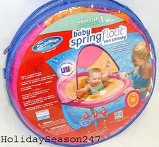 Baby Spring Float W/ Canopy 9-24 Mo Pool Floatation Device Water Training Swim