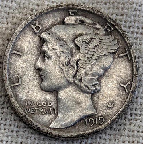 1919 Mercury Dime XF Extra Fine : Valuable Date (Only 2,500 Left) - 90% Silver