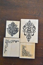 Lot of 4 Rubber Stamps: Corners and Embellishments