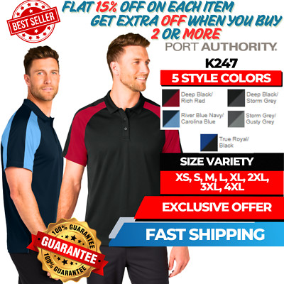 Port Authority K247 Men Short Sleeve Wearever Performance Pique Colorblock Polo