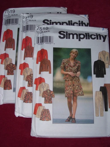 ?UNCIRCULATED 1997 SIMPLICITY #7519-LADIES SHORT-PANT-TOP-JACKET PATTERN 6-22FF