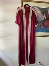 VTG 1970s Sears Burgundy Crochet Robe Boho Romantic Medium Nylon