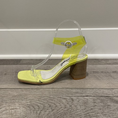 Free People Block Heel Sandal Womens 36 Yellow Natal Transparent NEW - Picture 2 of 8