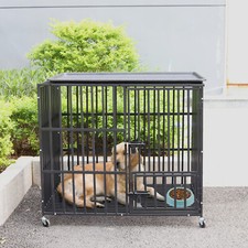 Dog Cage Strong Welded Super Big Pet Metal Crate Kennel Playpen Castor With Tray