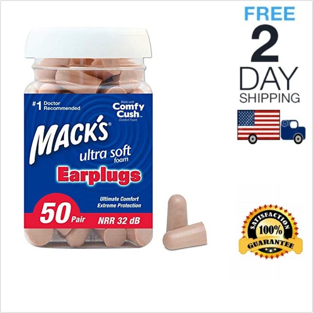 Mack's Ultra Soft Foam 50 Pair 32dB Highest NRR Earplugs Sleeping Ear