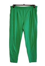VTG 80s LizSport Women's Green Pull on Elastic Waist knit Pants Pockets Size M