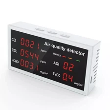 5-in-1 Air Quality Monitor CO2 Meter Carbon Dioxide Level TVOC HCHO Detector