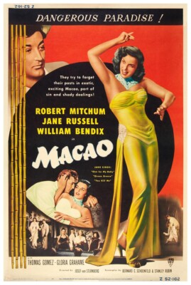 Macao 1952 - Robert Mitchum - Vintage Classic Movie Poster