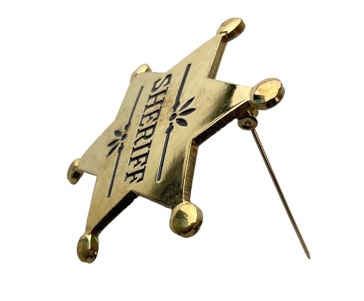 Replica 6 POINT Sheriff Novelty Western Badge 2 inch Gold Tone