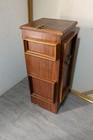 Vintage Art Deco English Regency Flip Top Cellarette Liquor Bar Rolling Cabinet